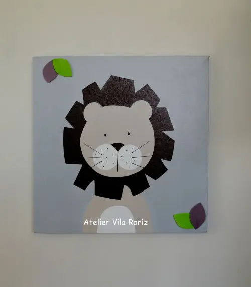 Quadro Pintado à Mão Sob Tela 30x30cm Safári (Valor Unitário)