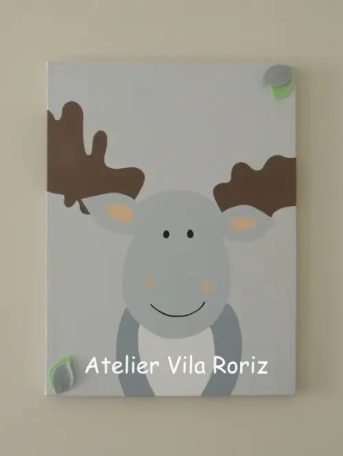 Quadro Pintado à Mão Sob Tela 40x40 cm Safári (Valor Unitário