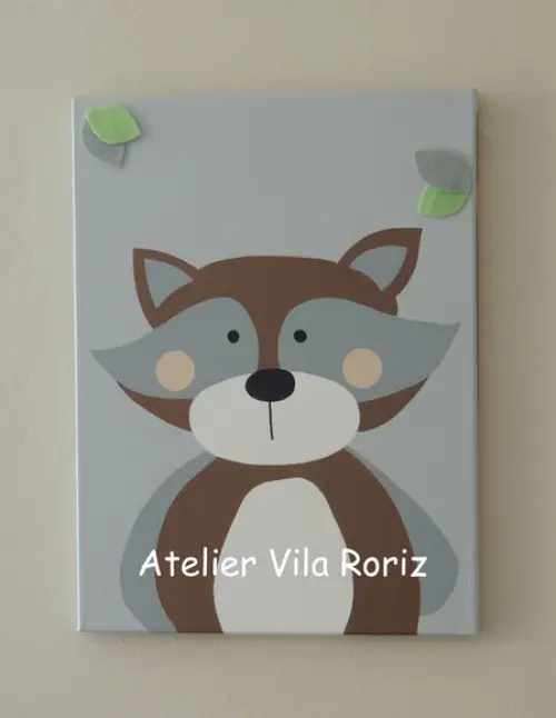 Quadro Pintado à Mão Sob Tela 40x40 cm Safári (Valor Unitário