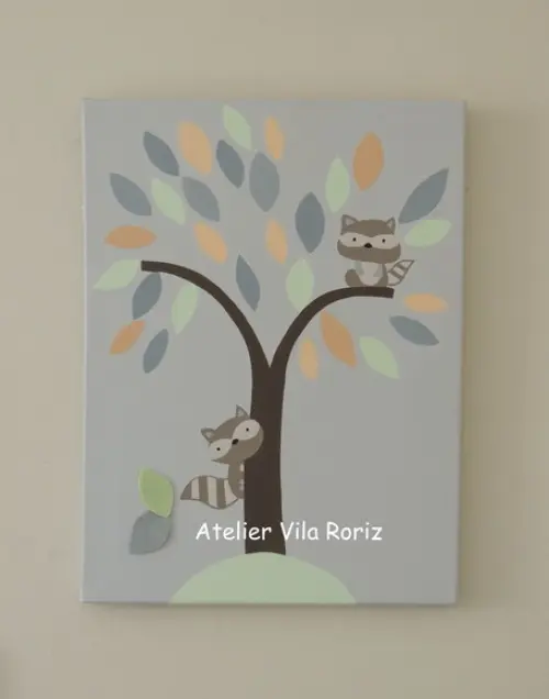 Quadro Pintado à Mão Sob Tela 40x40 cm Safári (Valor Unitário