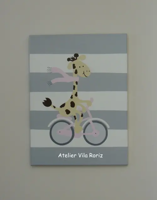 Kit 03 Telas 30x40cm Pintadas à Mão Safári Bike