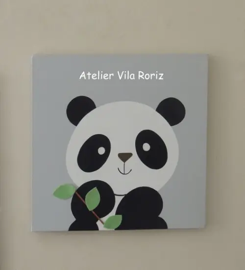 Kit 02 Quadros 30 x 30 cm Pintados à Mão Sob Tela Pandas