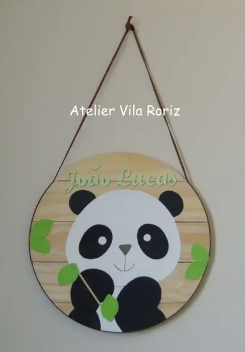 Porta Maternidade Placa Redonda Panda