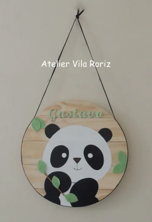 Porta Maternidade Placa Redonda Panda