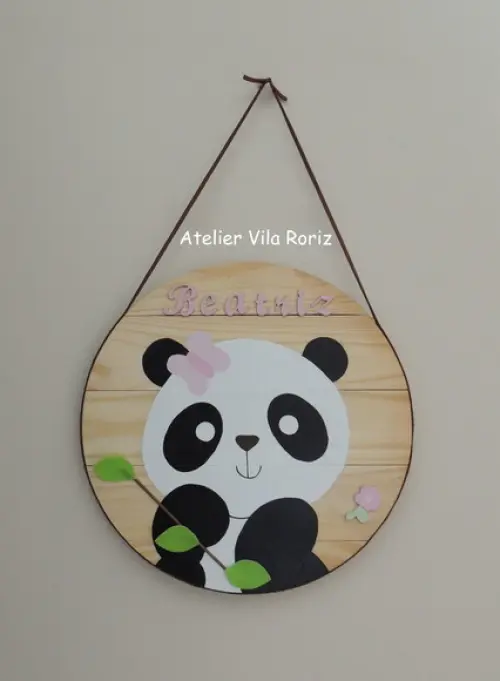Porta Maternidade Placa Redonda Panda