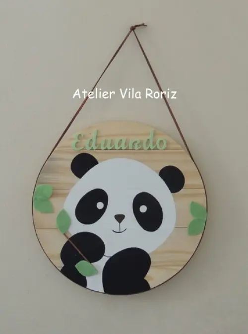 Porta Maternidade Placa Redonda Panda