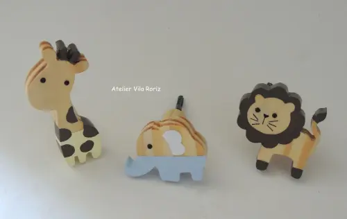 kit 3 Ganchos Cabideiros Safári