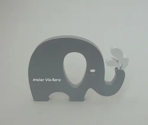 Adorno Madeira Elefante Gotas