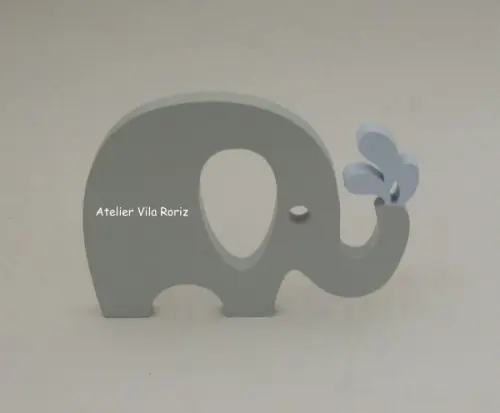 Adorno Madeira Elefante Gotas