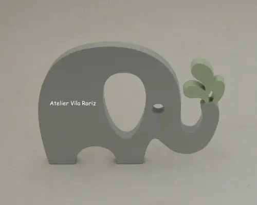 Adorno Madeira Elefante Gotas