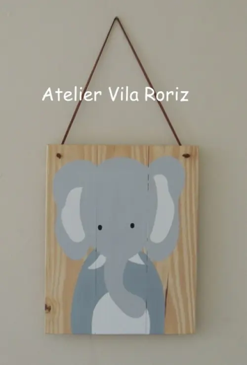 Placa Pinus Pintada à Mão Safári 20 x 30 cm (Vários Modelos)