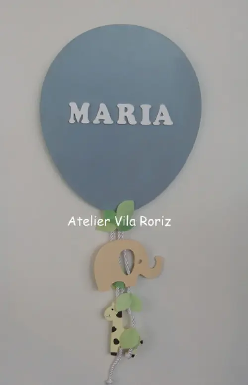 Porta Maternidade Balão Cinza Safári