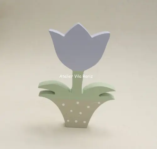 Adorno Madeira Tulipa Vaso (Valor Unitário)