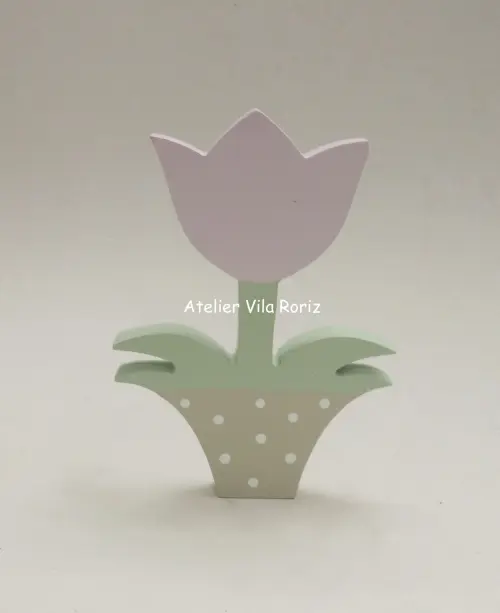 Adorno Madeira Tulipa Vaso (Valor Unitário)