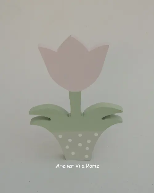 Adorno Madeira Tulipa Vaso (Valor Unitário)