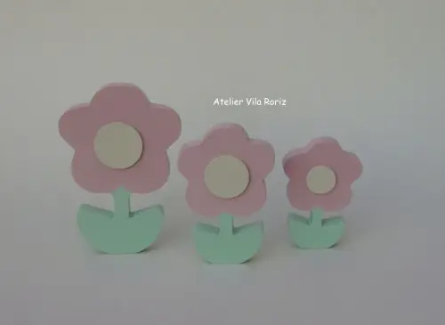 Adorno Madeira Trio Flores com Miolo