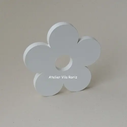 Adorno Madeira Flor Miolo Vazado Branca