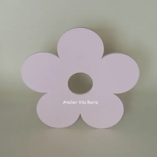 Adorno Madeira Flor Miolo Vazado Rosa
