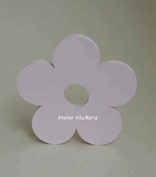 Adorno Madeira Flor Miolo Vazado Rosa