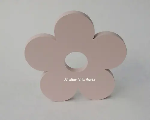 Adorno Madeira Flor Miolo Vazado Rosé