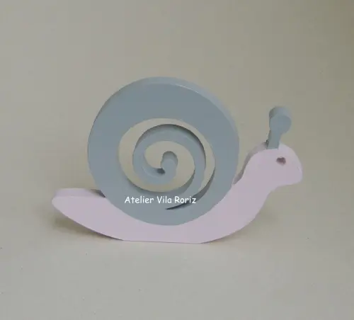 Adorno Madeira Caracol Rosa e Cinza