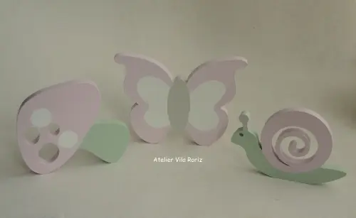 Kit 03 Adornos: Cogumelo, Borboleta e Caracol