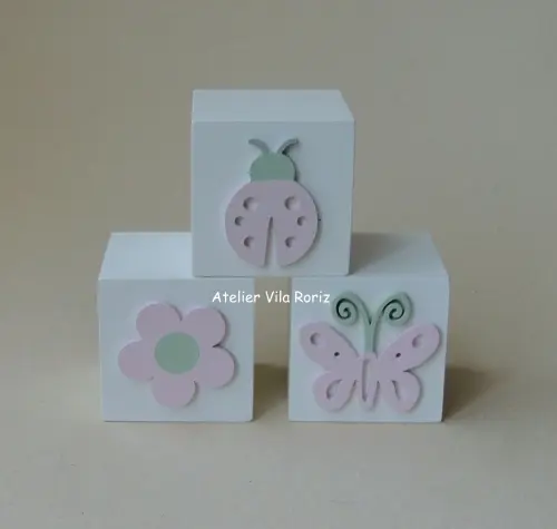 Adorno Trio Cubos Pintados Jardim A