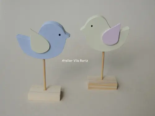 Adorno Passarinho Haste Pinus Colorida ( Valor Unitário)
