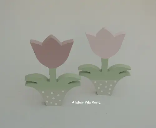 Kit Adorno 01 Casinha de Passarinho e 02 Tulipas