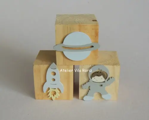 Adorno Trio Cubos Pinus Espaço