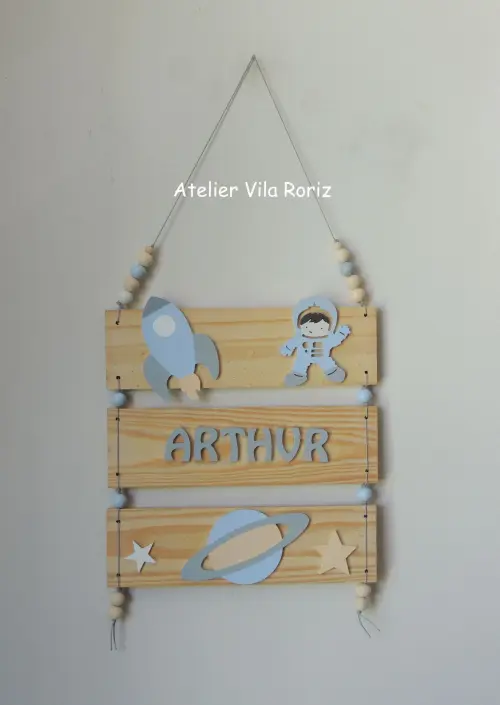 Kit Adornos: Estrela e Foguete Madeira