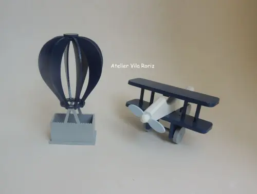 Kit Adornos: Avião 3d e Balão Marinho, Cinza e Azul!