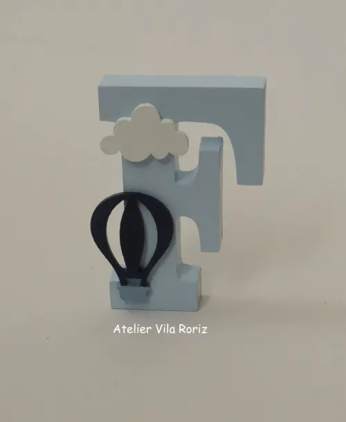 Kit Adornos: Letra Inicial 10 cm ,balão 3d e Nuvem Arcos A