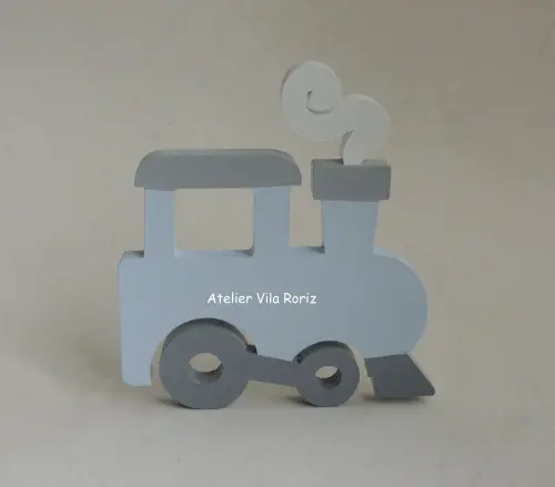 Adorno Madeira Trem com Fumaça