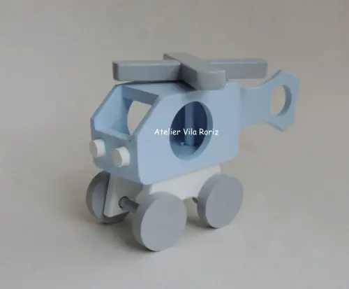 Adorno Helicóptero 3d Cinza, Branco e Azul!
