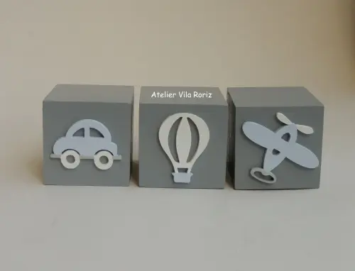 Adorno Trio Cubos Pintados Transportes