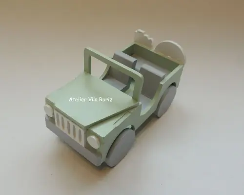 Adorno Jeep 3d Verde e Cinza