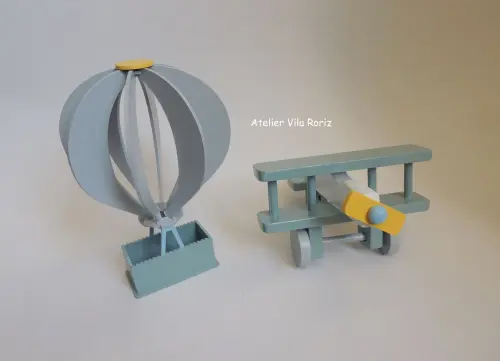 Kit Adornos: Avião 3d e Balão Verde Azulado