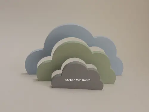 Kit Adornos: Balão, Nuvem Arcos e Avião 3d Verde