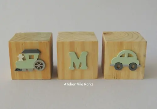 Adorno Trio Cubos Pinus Transportes Verde