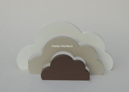 Kit Adornos: Nuvem Arcos e Trio de Cubos Bege, Marrom e Branco