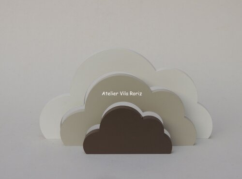 Kit Adornos: Nuvem Arcos e Trio de Cubos Bege, Marrom e Branco
