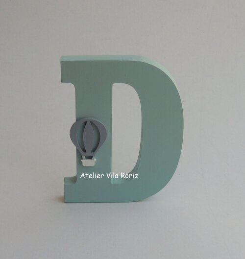 Adorno Letra Madeira Verde 15 cm