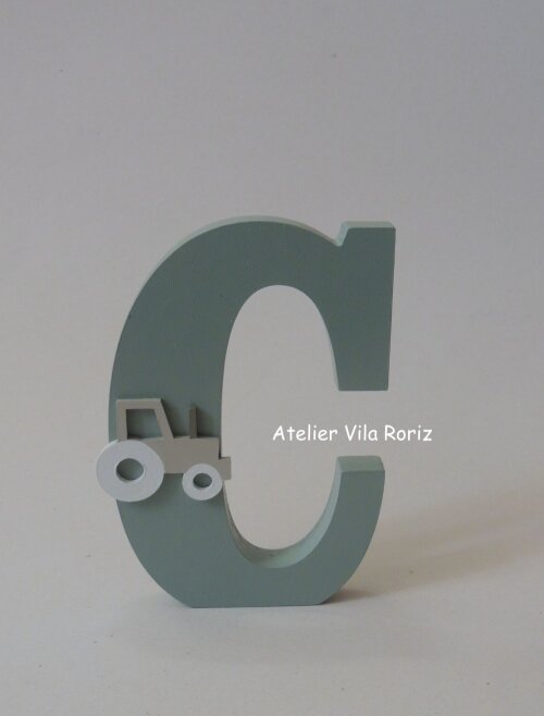 Adorno Letra Madeira Verde 15 cm