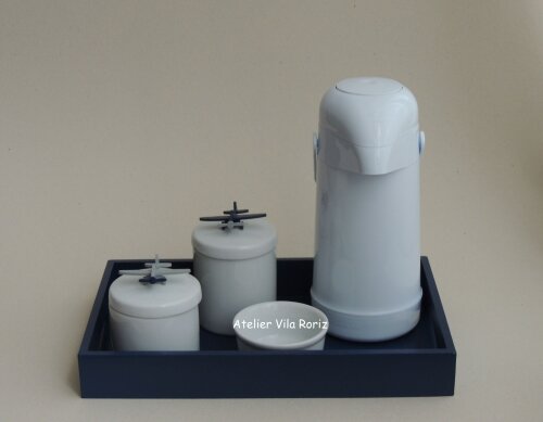 Kit Higiene Bandeja G Lisa Marinho Aviões 3d - 5 Peças