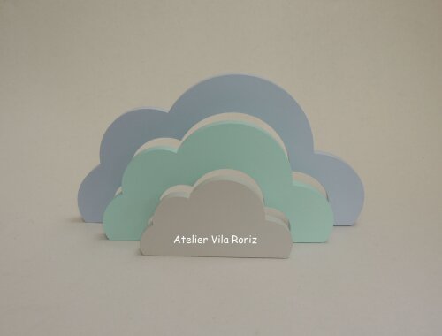 Kit Adornos: Letra 20 cm, Nuvem Arcos e Trio Cubos Ovelha