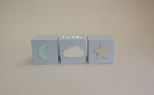 Kit Adornos: Letra 20 cm e Trio Cubos Ovelha