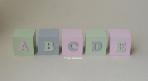 Adorno Cubos Decorativos Pintados Abcde
