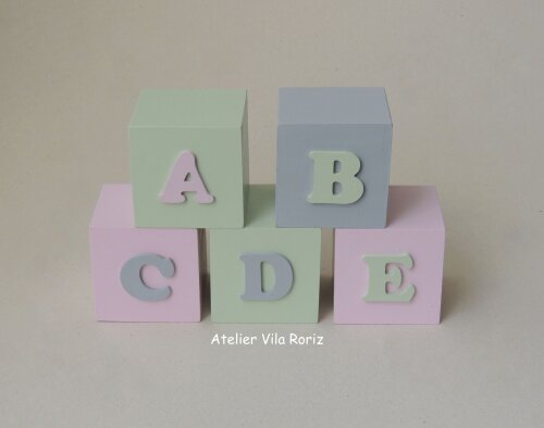 Adorno Cubos Decorativos Pintados Abcde