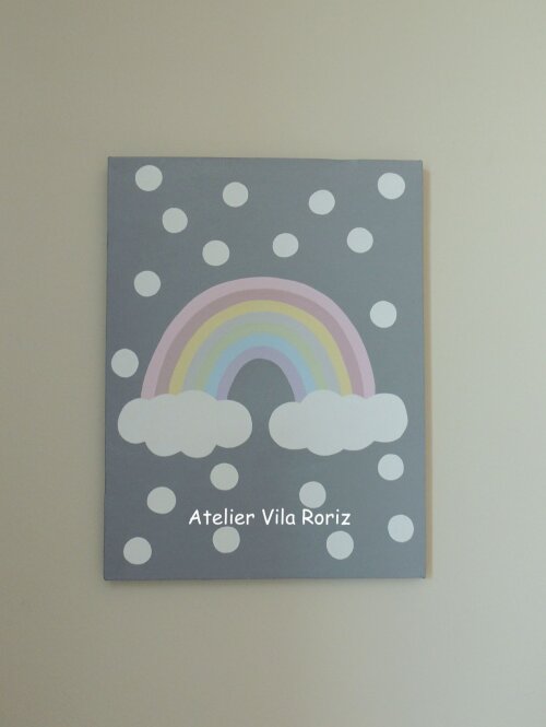 Quadro Tela Pintada à Mão 30 x 40 cm Arco-Íris